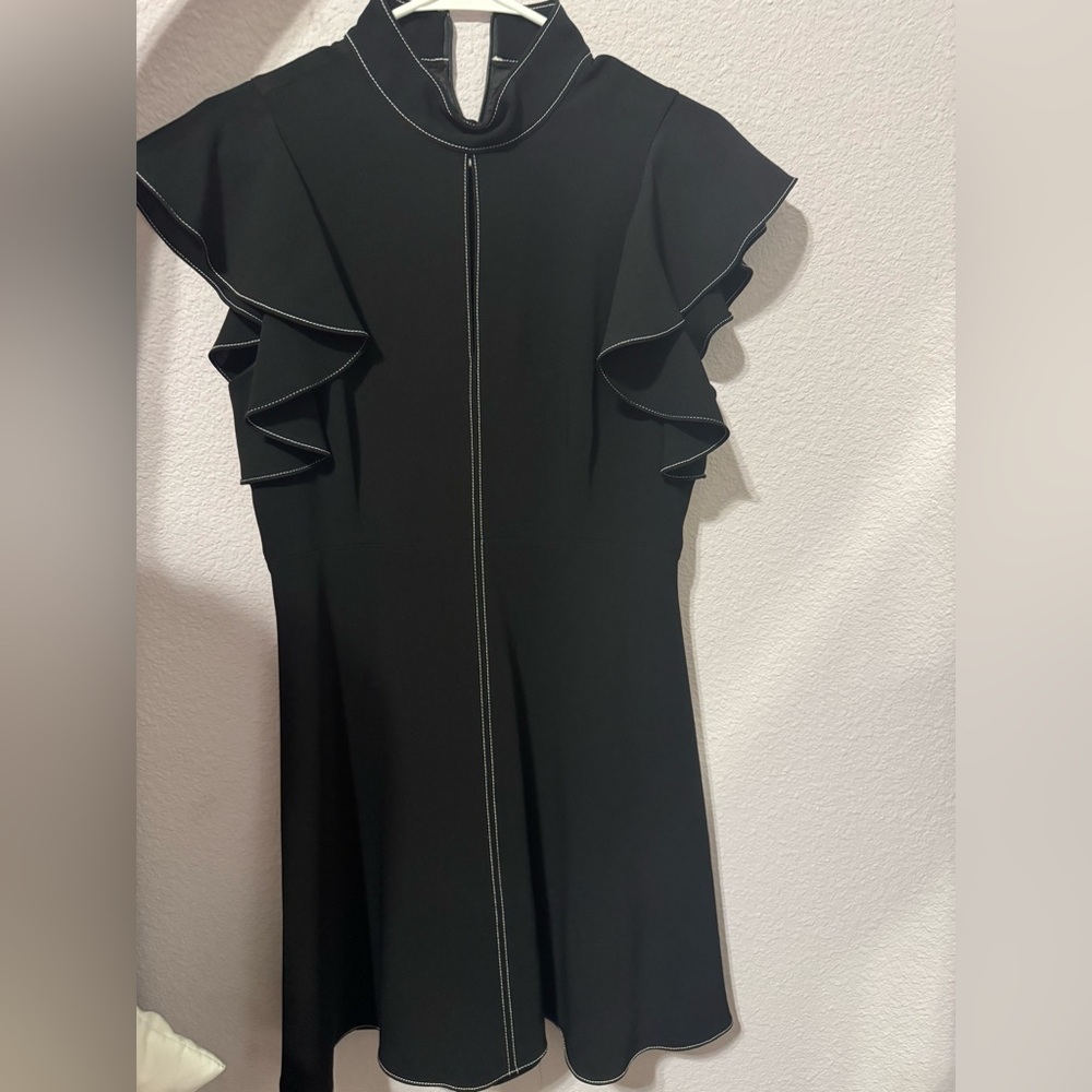 Elegant Black Ruffle Sleeve Dress